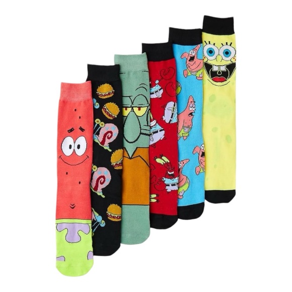 HYP Other - Hyp SpongeBob Squarepants Men's Novelty Casual Crew Socks 6-Pack -Shoe Size 8-12